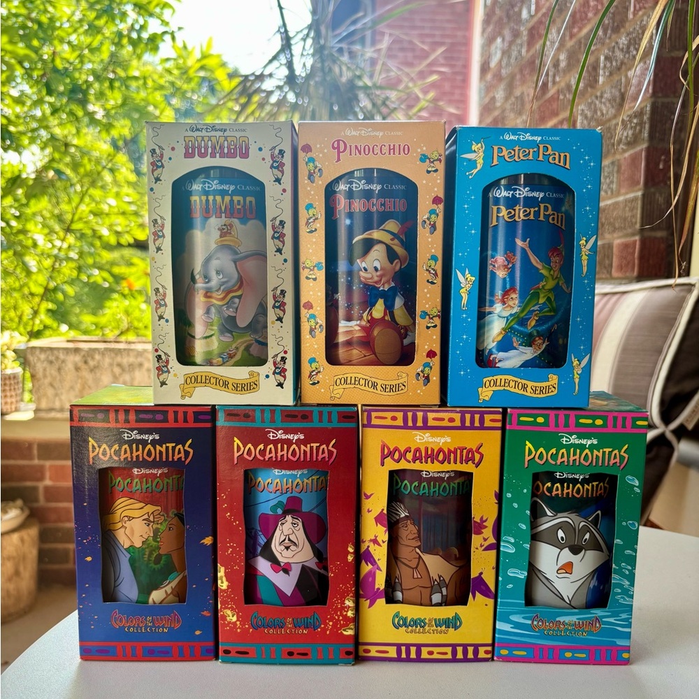 Vintage Walt Disney Burger King Collector Series 7 Glasses New in Boxes.